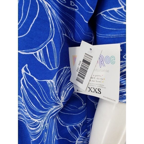 New with Tags LuLaRoe Irma Top XXS Blue White Hibiscus Floral Print TShirt - Picture 5 of 7